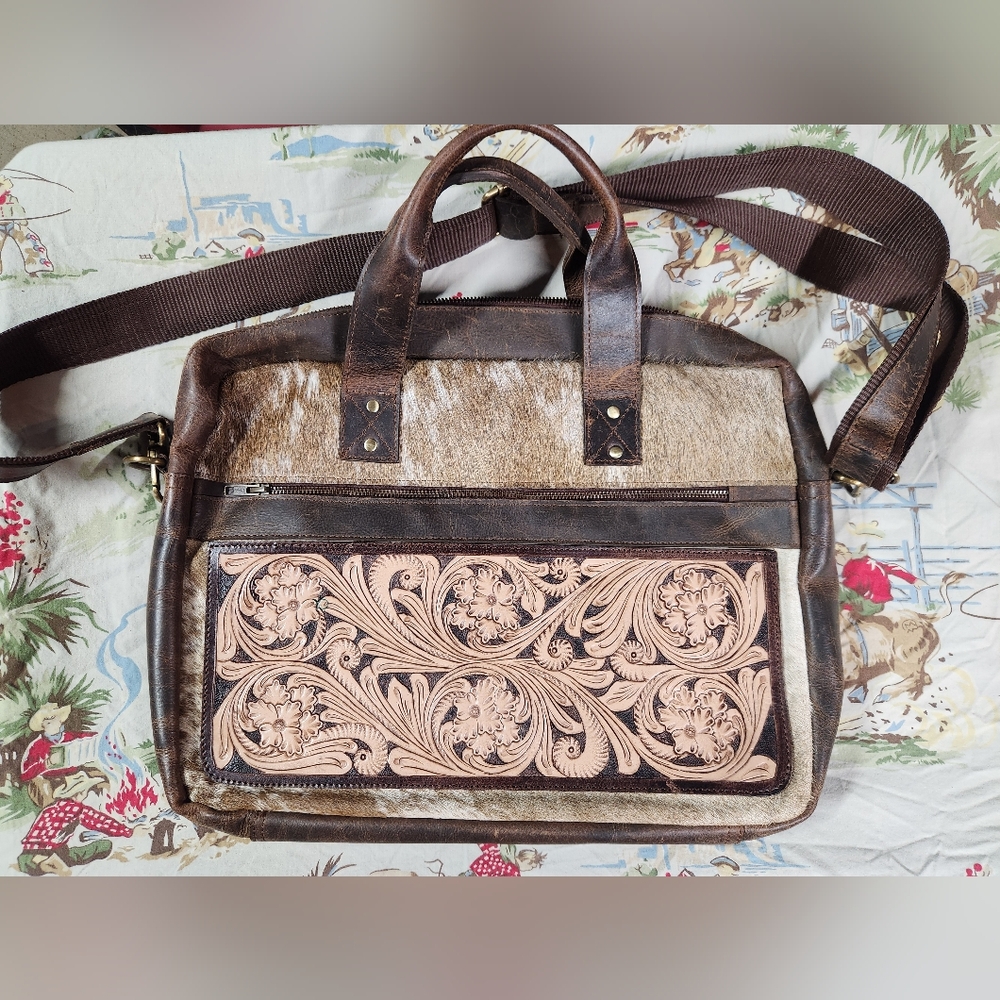 Rock'n J Farms Tooled Leather Computer Bag